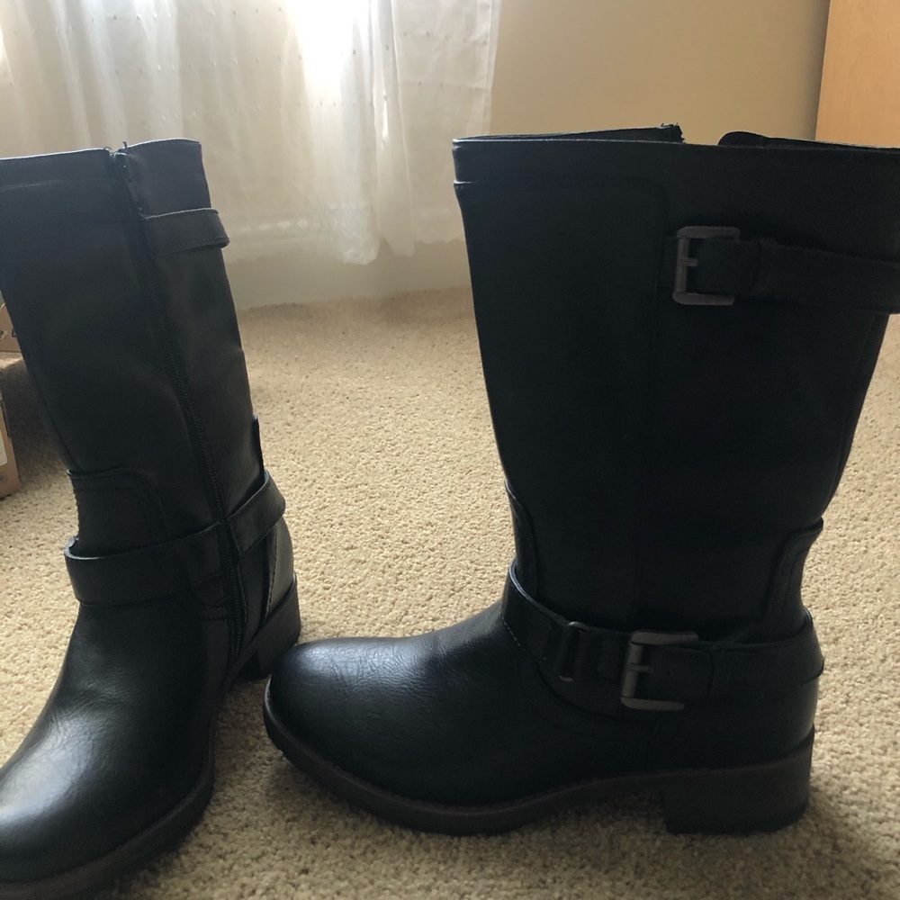Black leather boots